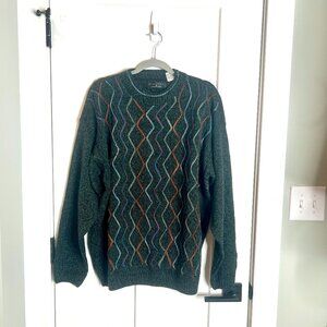 Vintage Protege Grandpa Sweater Gray 3D Knit Crew Neck Chunky Knit Size XL
